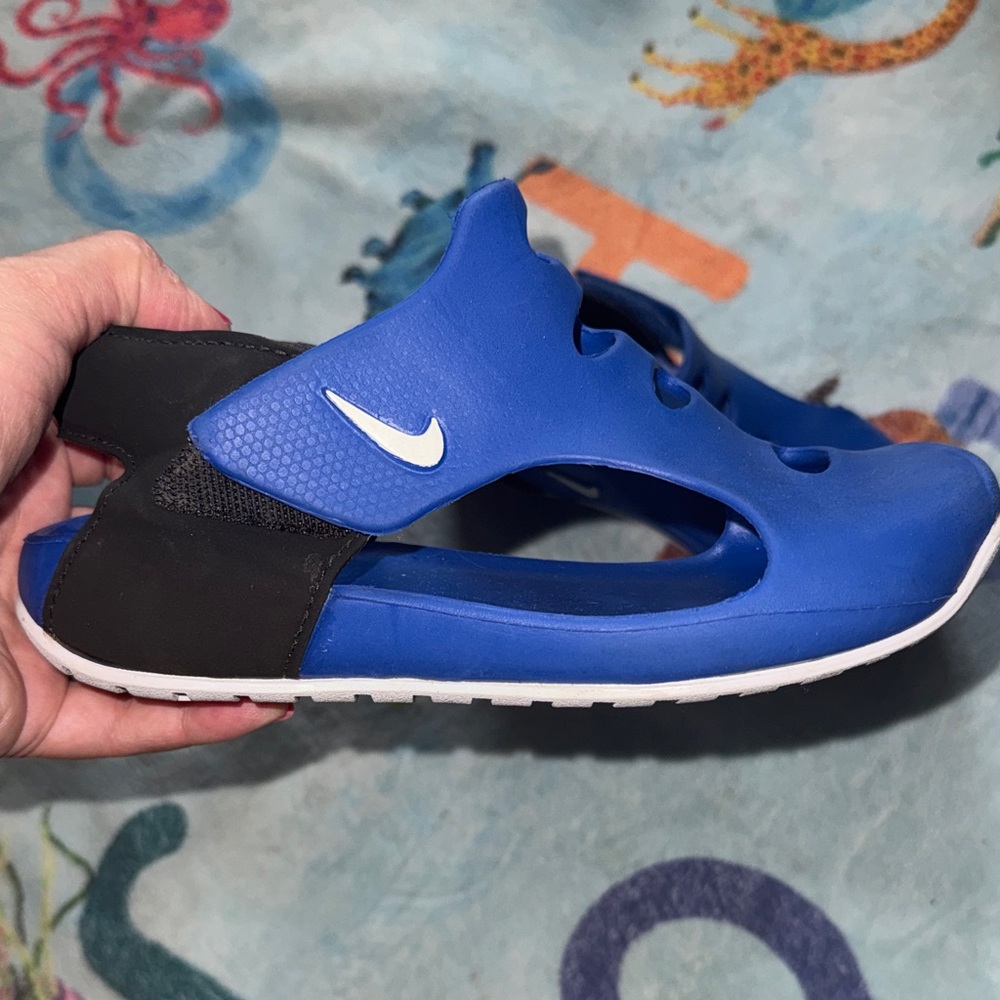 Nike Kids Blue and Black Slip-On Water Sandals